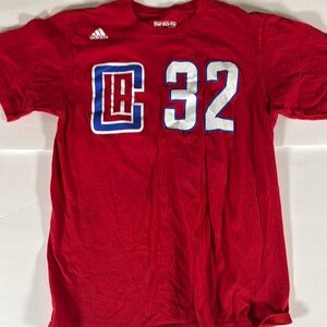 Blake Griffin Adidas Red and White Short Sleeve Tee